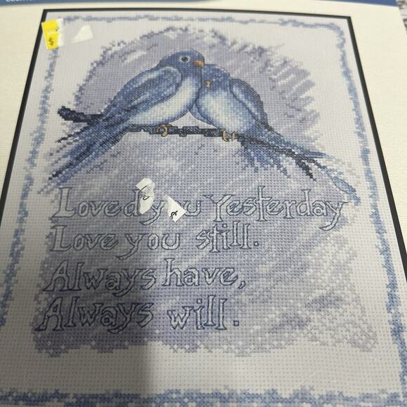 Bucilla Counted Cross Stitch "Love You Always" 8"x10" Blue Birds WM45656 - Picture 4 of 9